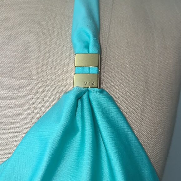 ViX by Paula Hermanny Solid Bia Tube Aqua Bikini Halter Top Sz L - NWT! - Picture 3 of 10